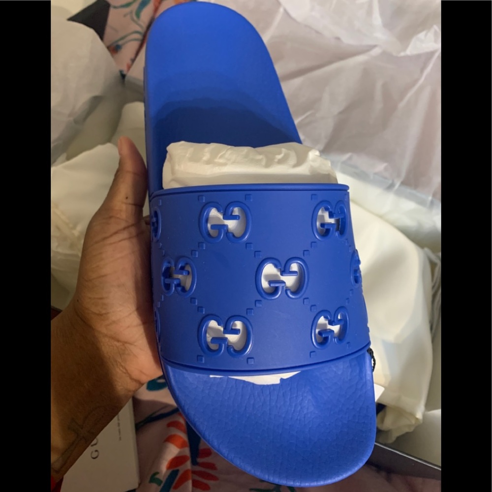 Blue Gucci Slides Mens SZ 10